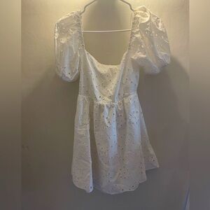 zara eyelet backless dress